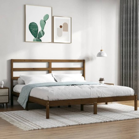 vidaXL Estructura de cama madera maciza de pino marrón miel 200x200 cm