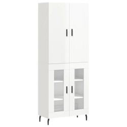 vidaXL Aparador alto madera contrachapada blanco brillo 69,5x34x180 cm