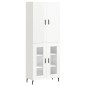 vidaXL Aparador alto madera contrachapada blanco brillo 69,5x34x180 cm