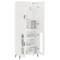 vidaXL Aparador alto madera contrachapada blanco brillo 69,5x34x180 cm