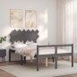 vidaXL Cama personas mayores cabecero madera maciza gris 120x200 cm vidaXL Cama personas mayores cabecero madera maciza gris 120x200 cm