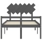 vidaXL Cama personas mayores cabecero madera maciza gris 120x200 cm vidaXL Cama personas mayores cabecero madera maciza gris 120x200 cm