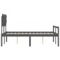 vidaXL Cama personas mayores cabecero madera maciza gris 120x200 cm vidaXL Cama personas mayores cabecero madera maciza gris 120x200 cm