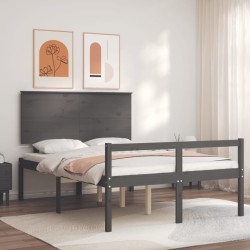 vidaXL Cama personas mayores cabecero madera maciza gris 120x200 cm