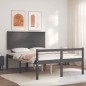 vidaXL Cama personas mayores cabecero madera maciza gris 120x200 cm vidaXL Cama personas mayores cabecero madera maciza gris 120x200 cm