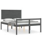 vidaXL Cama personas mayores cabecero madera maciza gris 120x200 cm vidaXL Cama personas mayores cabecero madera maciza gris 120x200 cm