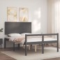 vidaXL Cama personas mayores cabecero madera maciza gris 120x200 cm vidaXL Cama personas mayores cabecero madera maciza gris 120x200 cm