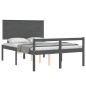 vidaXL Cama personas mayores cabecero madera maciza gris 120x200 cm vidaXL Cama personas mayores cabecero madera maciza gris 120x200 cm