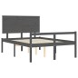 vidaXL Cama personas mayores cabecero madera maciza gris 120x200 cm vidaXL Cama personas mayores cabecero madera maciza gris 120x200 cm