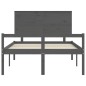 vidaXL Cama personas mayores cabecero madera maciza gris 120x200 cm vidaXL Cama personas mayores cabecero madera maciza gris 120x200 cm