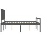 vidaXL Cama personas mayores cabecero madera maciza gris 120x200 cm vidaXL Cama personas mayores cabecero madera maciza gris 120x200 cm