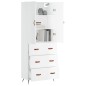 vidaXL Aparador alto madera contrachapada blanco 69,5x34x180 cm