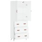 vidaXL Aparador alto madera contrachapada blanco 69,5x34x180 cm