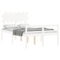 vidaXL Cama para personas mayores con cabecero madera maciza blanco vidaXL Cama para personas mayores con cabecero madera maciza blanco