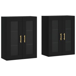 vidaXL Armarios de pared 2 uds madera de ingeniería negro