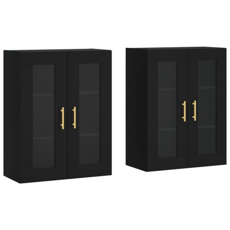 vidaXL Armarios de pared 2 uds madera de ingeniería negro