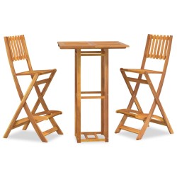 vidaXL Juego muebles de bar de jardín 3 piezas madera maciza de acacia