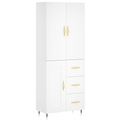 vidaXL Aparador alto madera contrachapada blanco 69,5x34x180 cm