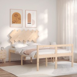 vidaXL Cama para personas mayores con cabecero madera maciza 120x200cm