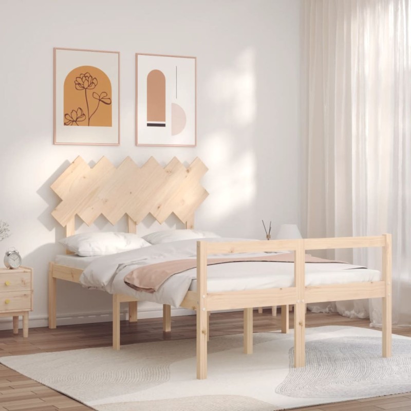 vidaXL Cama para personas mayores con cabecero madera maciza 120x200cm