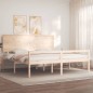 vidaXL Cama para personas mayores con cabecero madera maciza 200x200cm vidaXL Cama para personas mayores con cabecero madera maciza 200x200cm
