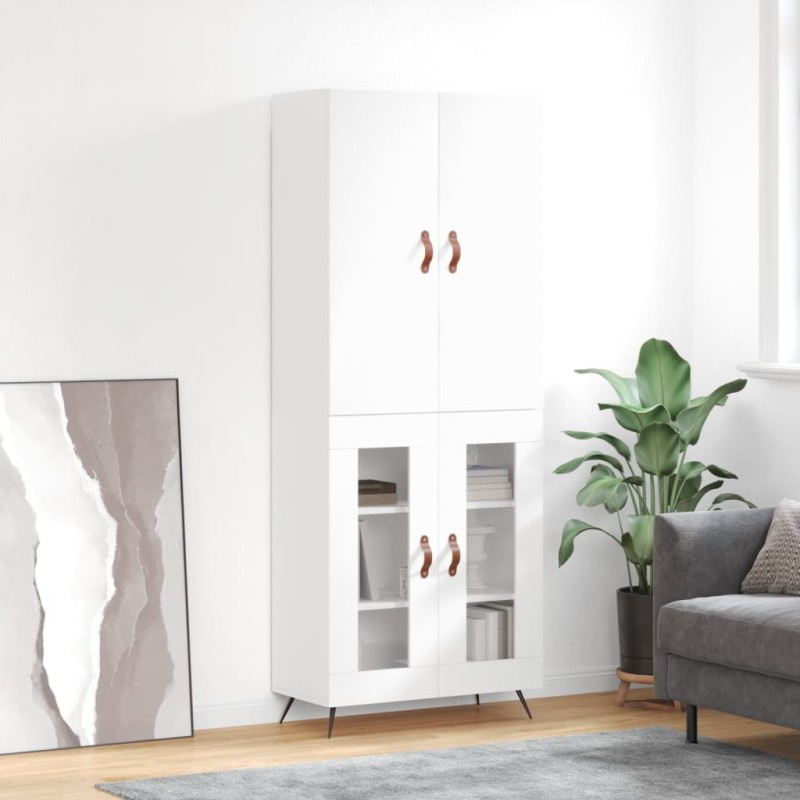 vidaXL Aparador alto madera contrachapada blanco brillo 69,5x34x180 cm vidaXL Aparador alto madera contrachapada blanco brillo 69,5x34x180 cm