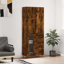 vidaXL Aparador alto madera contrachapada roble ahumado 69,5x34x180 cm