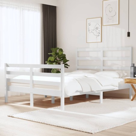 vidaXL Estructura de cama matrimonial madera de pino blanca 120x190 cm