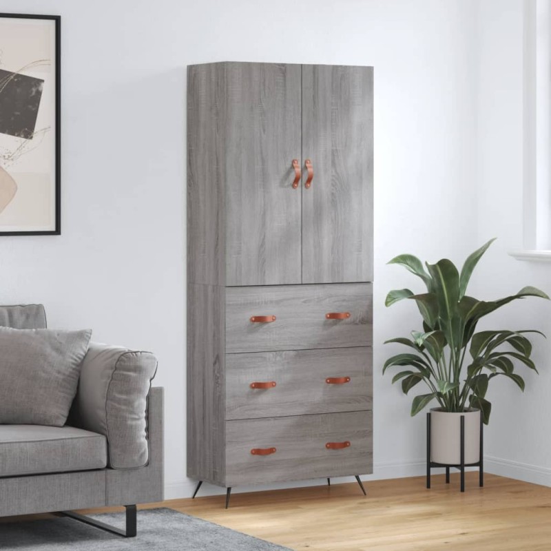 vidaXL Aparador alto madera contrachapada gris sonoma 69,5x34x180 cm vidaXL Aparador alto madera contrachapada gris sonoma 69,5x34x180 cm