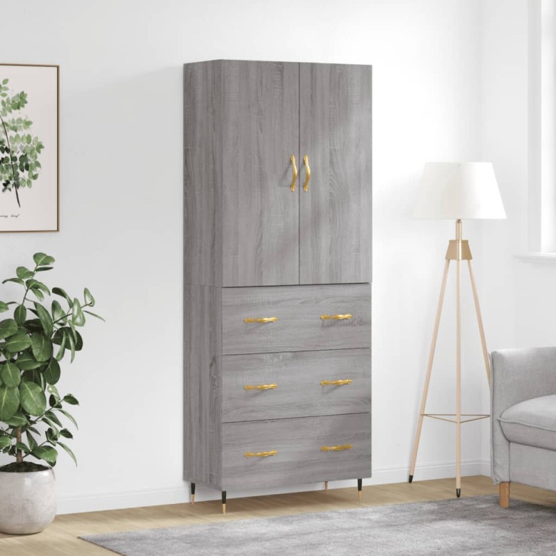 vidaXL Aparador alto madera contrachapada gris sonoma 69,5x34x180 cm vidaXL Aparador alto madera contrachapada gris sonoma 69,5x34x180 cm
