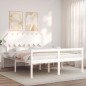 vidaXL Cama personas mayores cabecero madera maciza blanco 160x200 cm vidaXL Cama personas mayores cabecero madera maciza blanco 160x200 cm