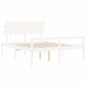 vidaXL Cama personas mayores cabecero madera maciza blanco 160x200 cm vidaXL Cama personas mayores cabecero madera maciza blanco 160x200 cm