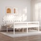 vidaXL Cama matrimonio personas mayores cabecero madera maciza blanco vidaXL Cama matrimonio personas mayores cabecero madera maciza blanco