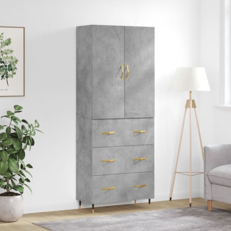 vidaXL Aparador alto madera contrachapada gris hormigón 69,5x34x180 cm