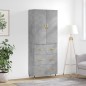vidaXL Aparador alto madera contrachapada gris hormigón 69,5x34x180 cm vidaXL Aparador alto madera contrachapada gris hormigón 69,5x34x180 cm