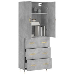 vidaXL Aparador alto madera contrachapada gris hormigón 69,5x34x180 cm
