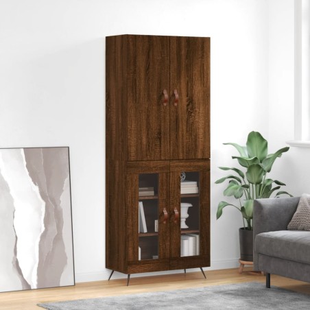 vidaXL Aparador alto madera contrachapada marrón roble 69,5x34x180 cm