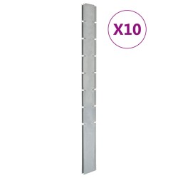 vidaXL Postes de valla de jardín 10 uds acero galvanizado plata 200 cm