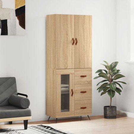 vidaXL Aparador alto madera contrachapada color roble 69,5x34x180 cm