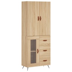 vidaXL Aparador alto madera contrachapada color roble 69,5x34x180 cm