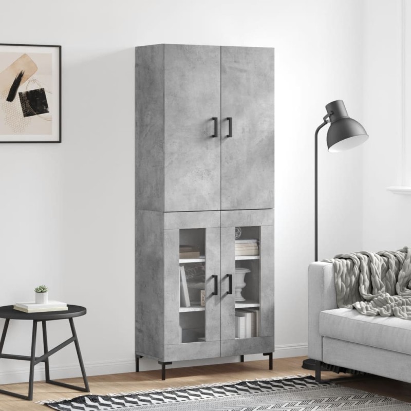 vidaXL Aparador alto madera contrachapada gris hormigón 69,5x34x180 cm vidaXL Aparador alto madera contrachapada gris hormigón 69,5x34x180 cm