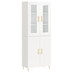 vidaXL Aparador alto madera contrachapada blanco brillo 69,5x34x180 cm