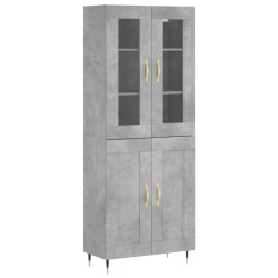 vidaXL Aparador alto madera contrachapada gris hormigón 69,5x34x180 cm