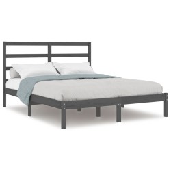vidaXL Estructura de cama madera maciza gris king size 150x200cm