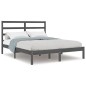 vidaXL Estructura de cama madera maciza gris king size 150x200cm