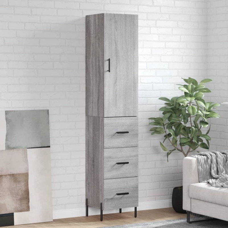 vidaXL Aparador alto madera contrachapada gris Sonoma 34,5x34x180 cm vidaXL Aparador alto madera contrachapada gris Sonoma 34,5x34x180 cm