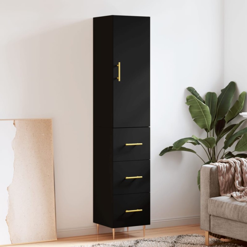 vidaXL Aparador de madera contrachapada negro 34,5x34x180 cm vidaXL Aparador de madera contrachapada negro 34,5x34x180 cm