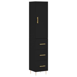 vidaXL Aparador de madera contrachapada negro 34,5x34x180 cm