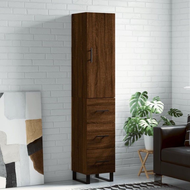 vidaXL Aparador alto madera contrachapada roble marrón 34,5x34x180 cm vidaXL Aparador alto madera contrachapada roble marrón 34,5x34x180 cm