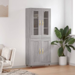 vidaXL Aparador alto madera contrachapada gris sonoma 69,5x34x180 cm